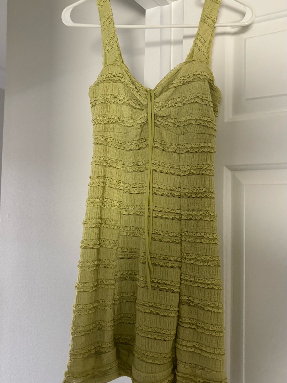 Francesca's Collections Olive Green Ruffled Mini Dress